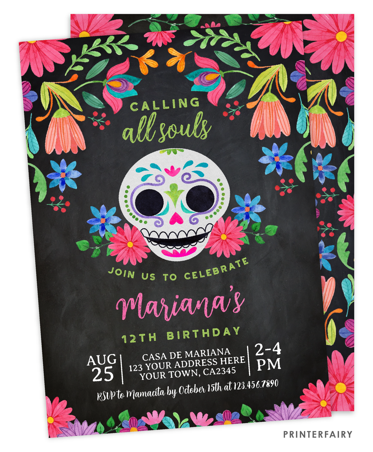 Día de los Muertos Birthday Party Invitation