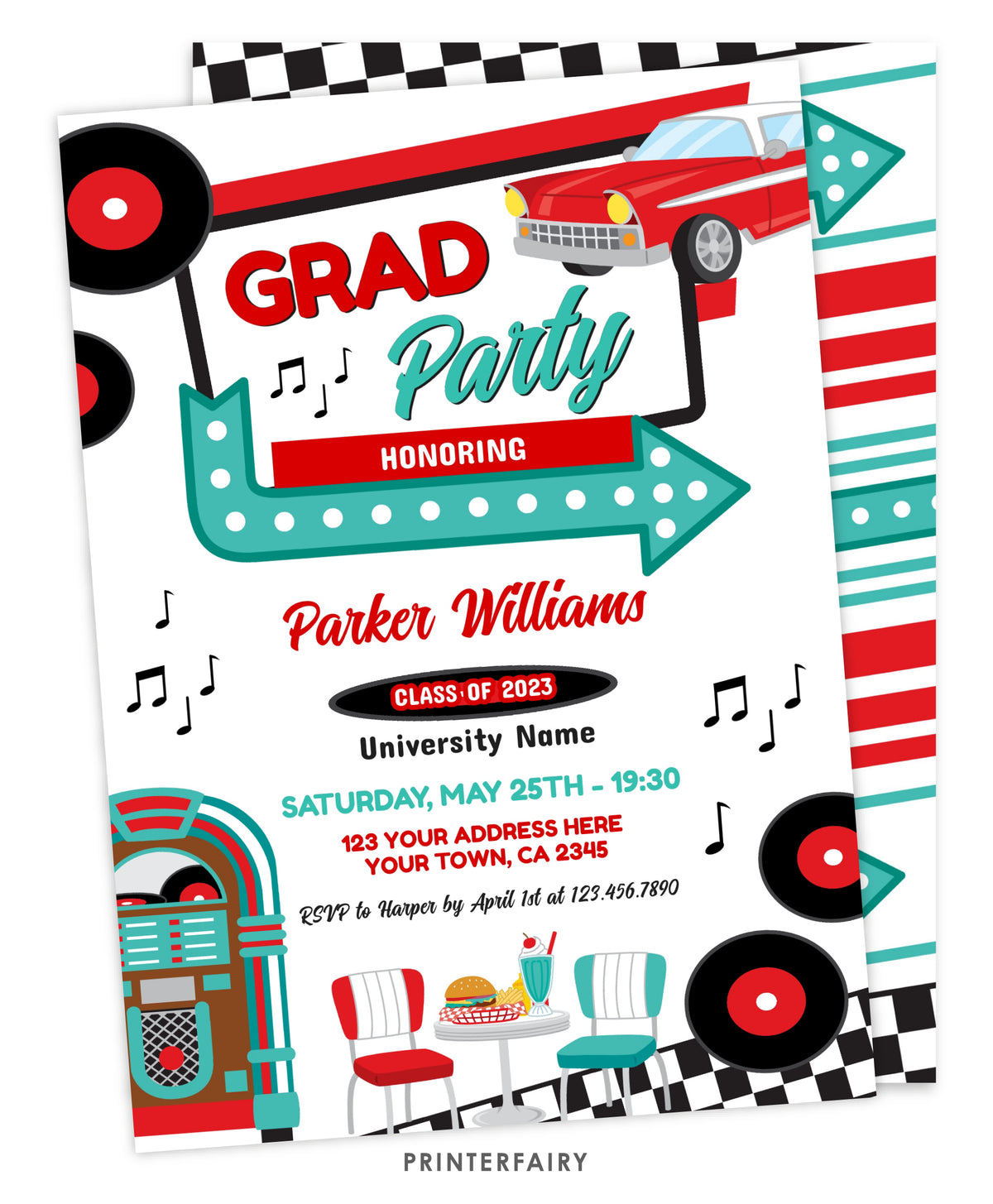 Diner Graduation Party Invitation