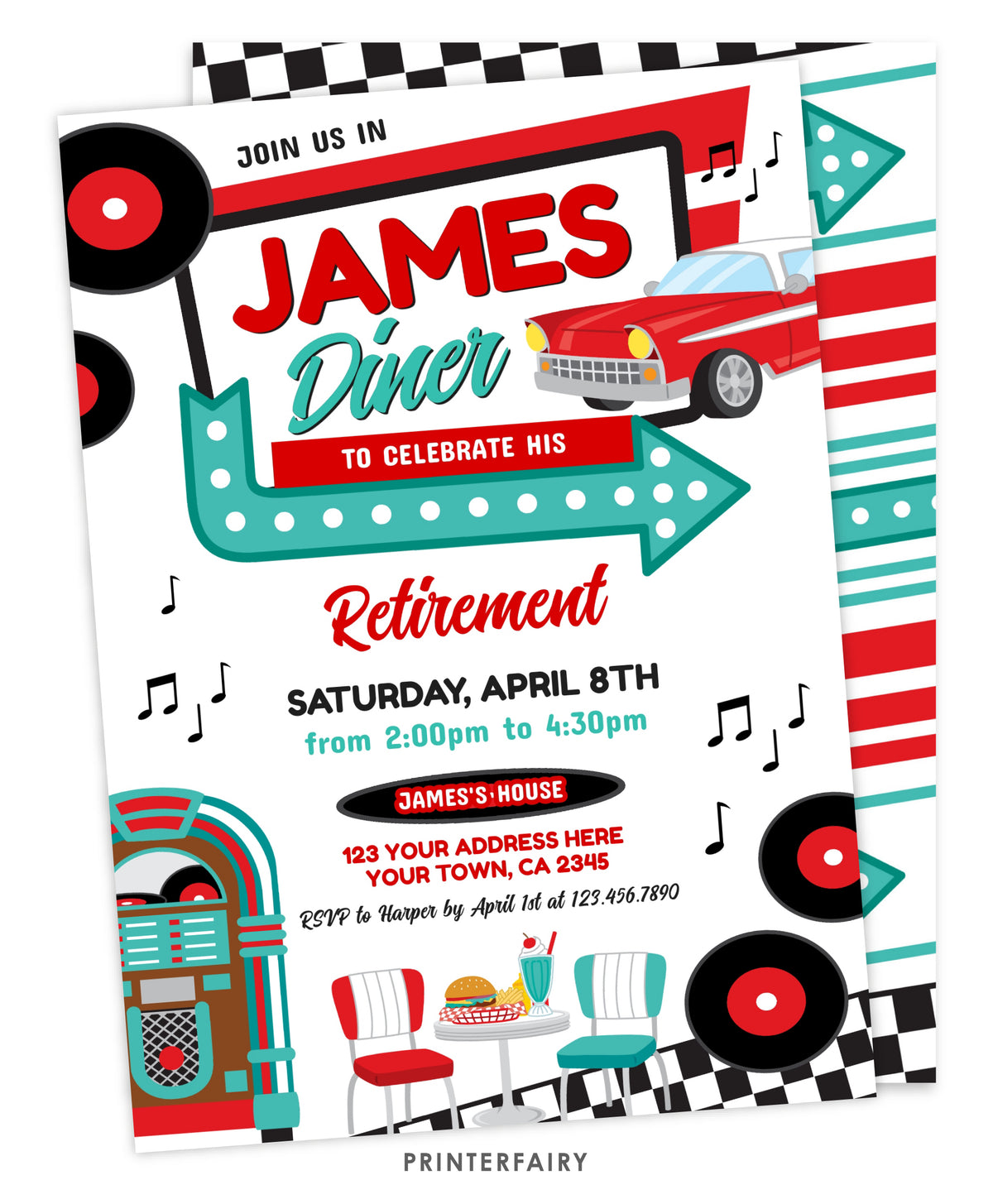 Diner Retirement Party Invitation