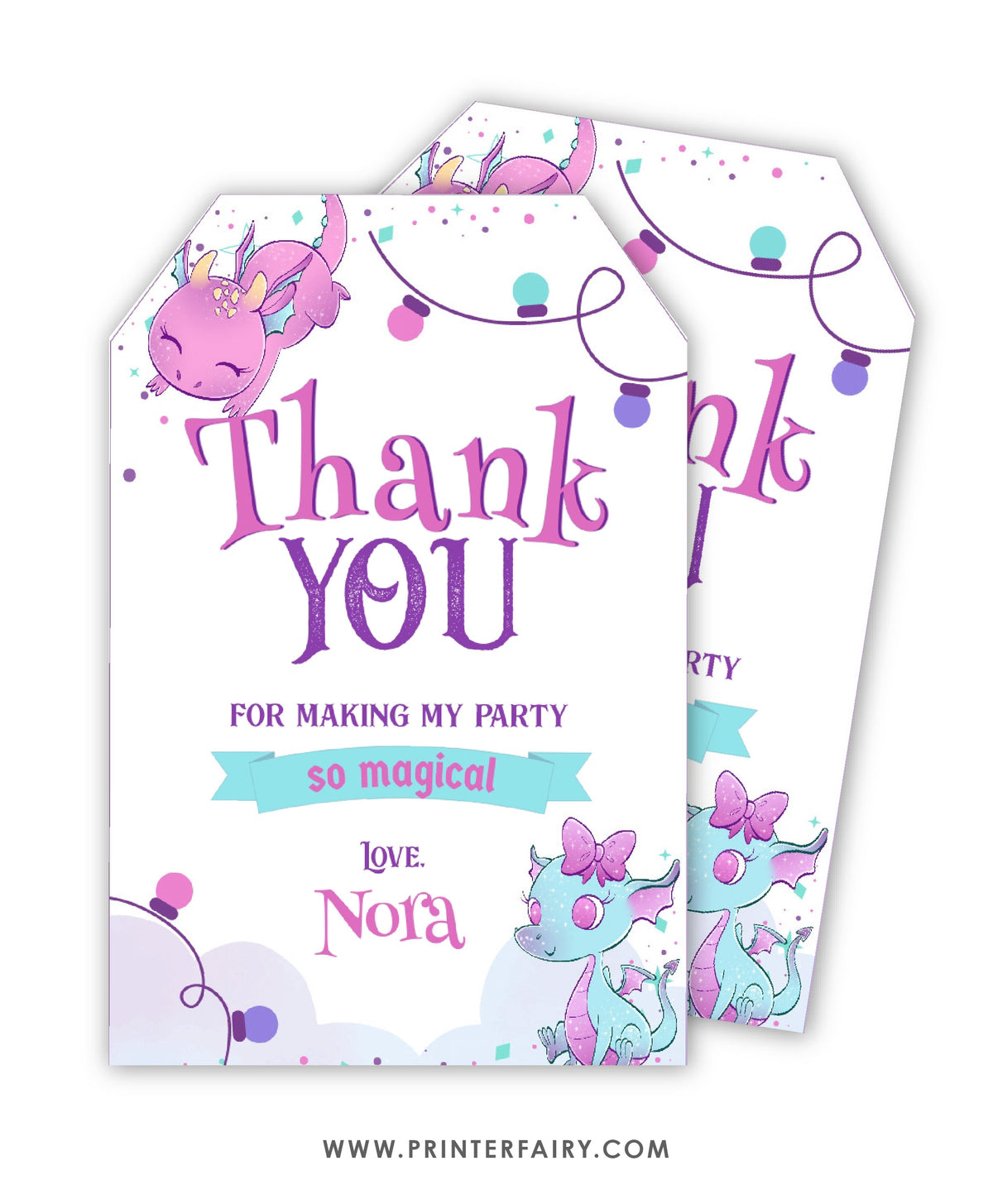 Dragon Birthday Party Thank You Tags