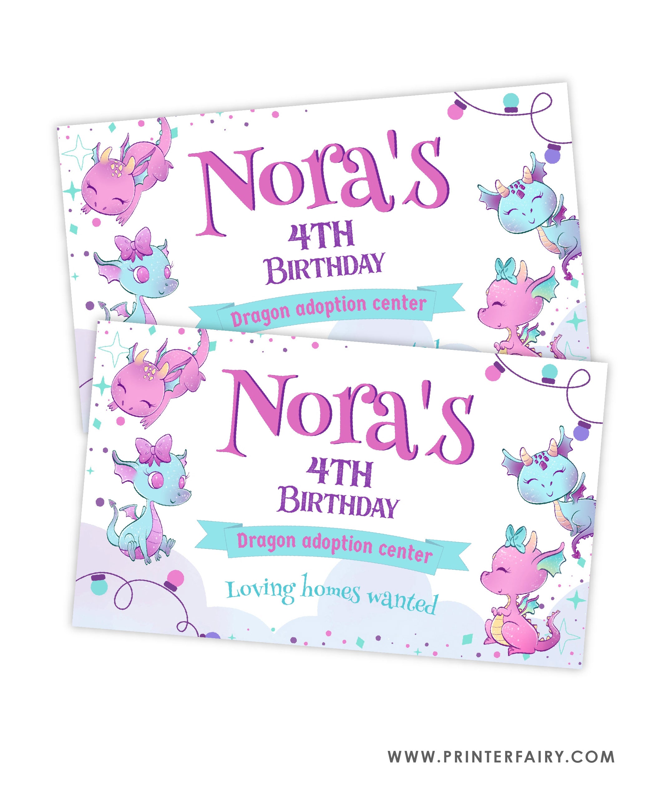 Dragon Birthday Party Gable Box Label