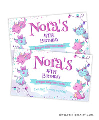 Dragon Birthday Party Gable Box Label