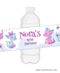 Dragon Birthday Party Water Bottle Label