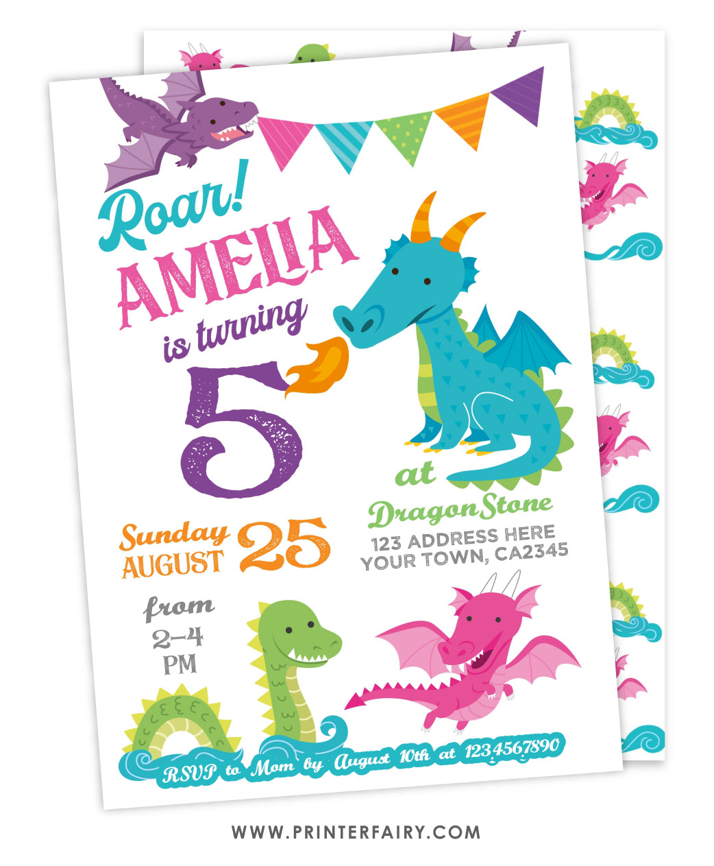 Dragon Birthday Party Invitation