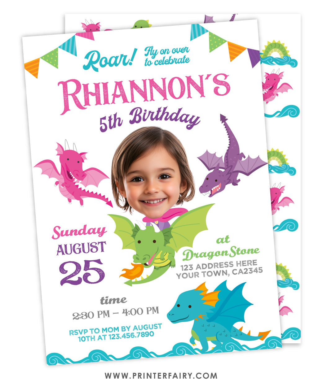 Dragon Birthday Invitation Place Your Face