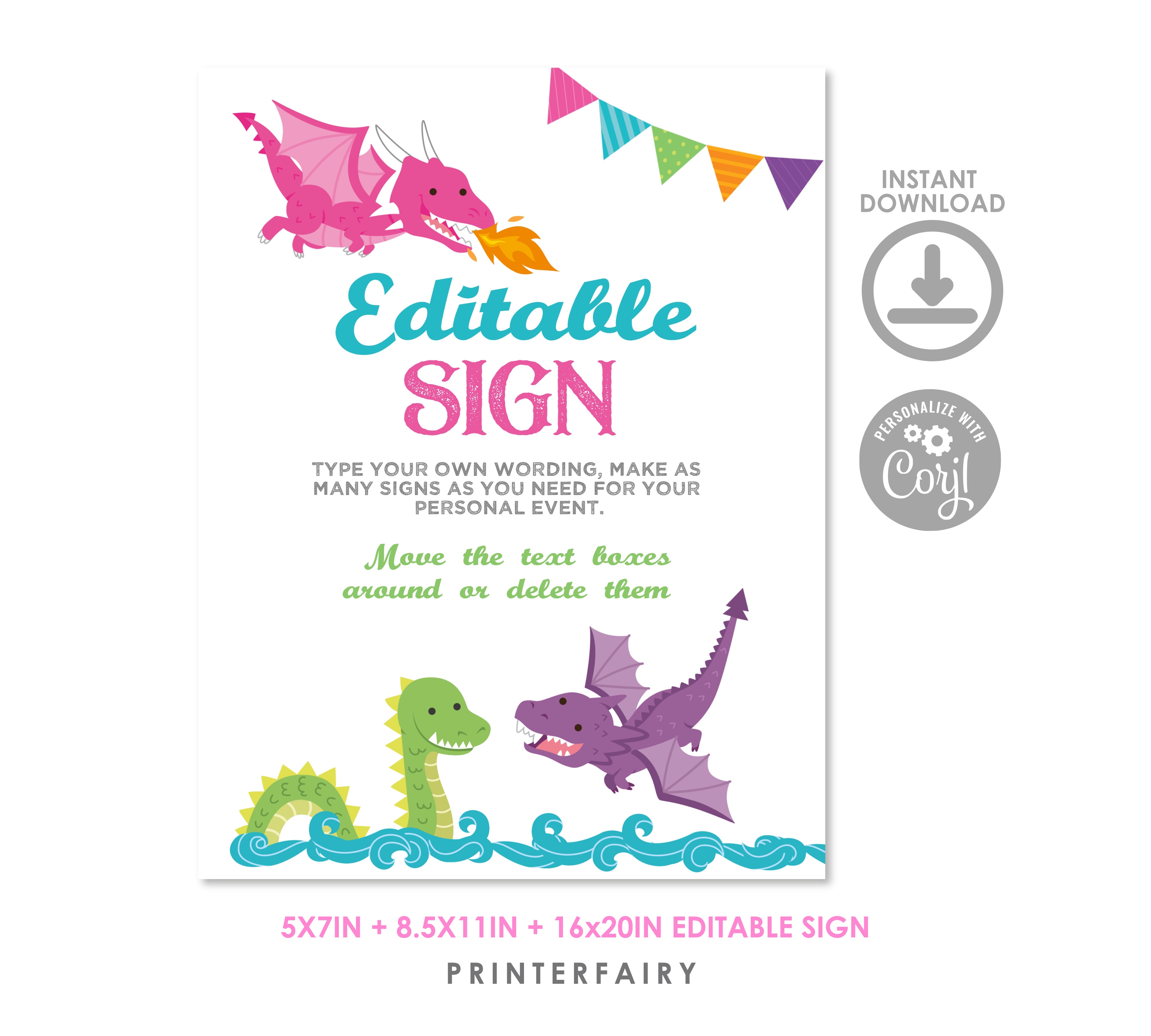 Dragon Editable Sign