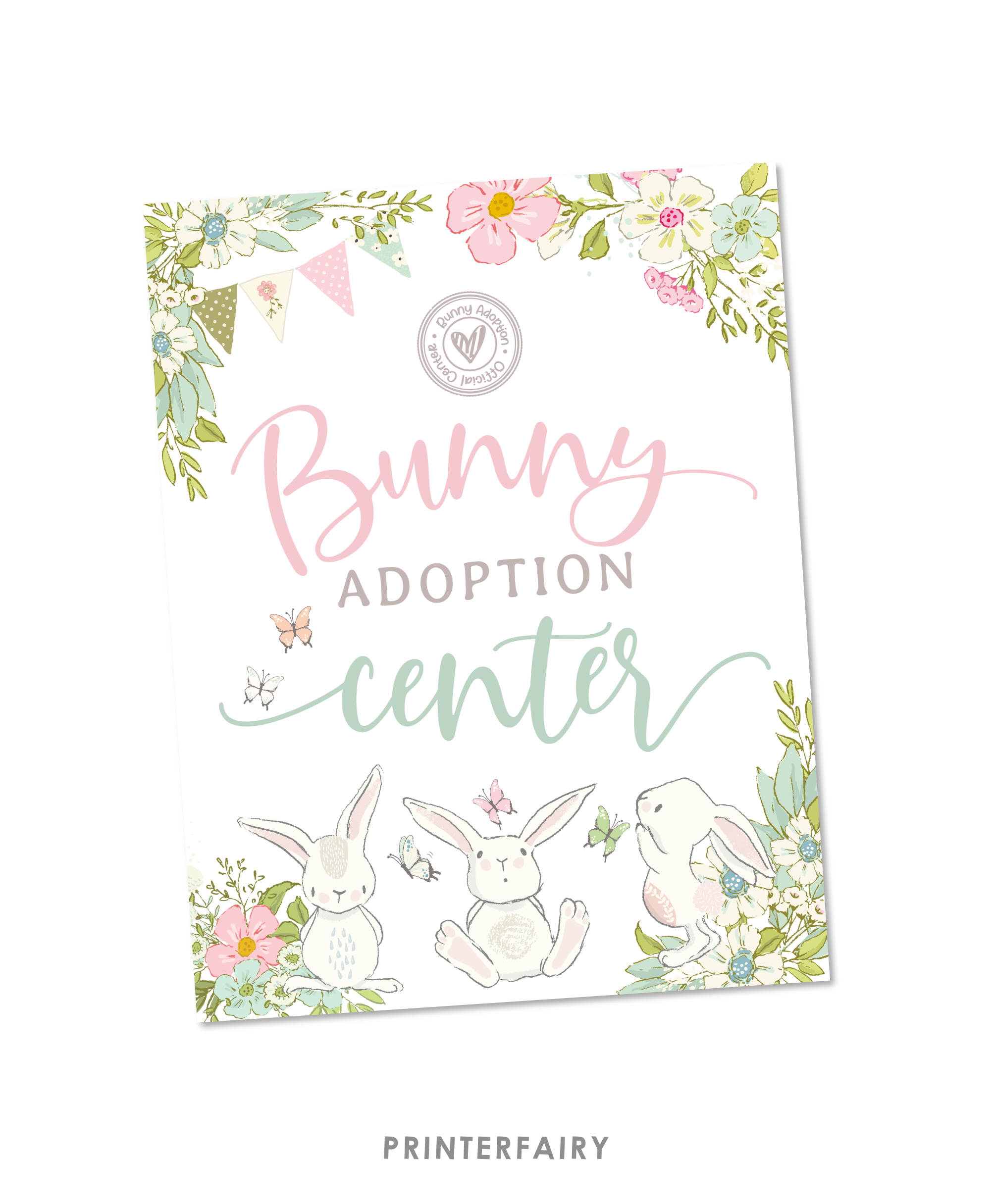 Bunny Adoption Sign and Certificate