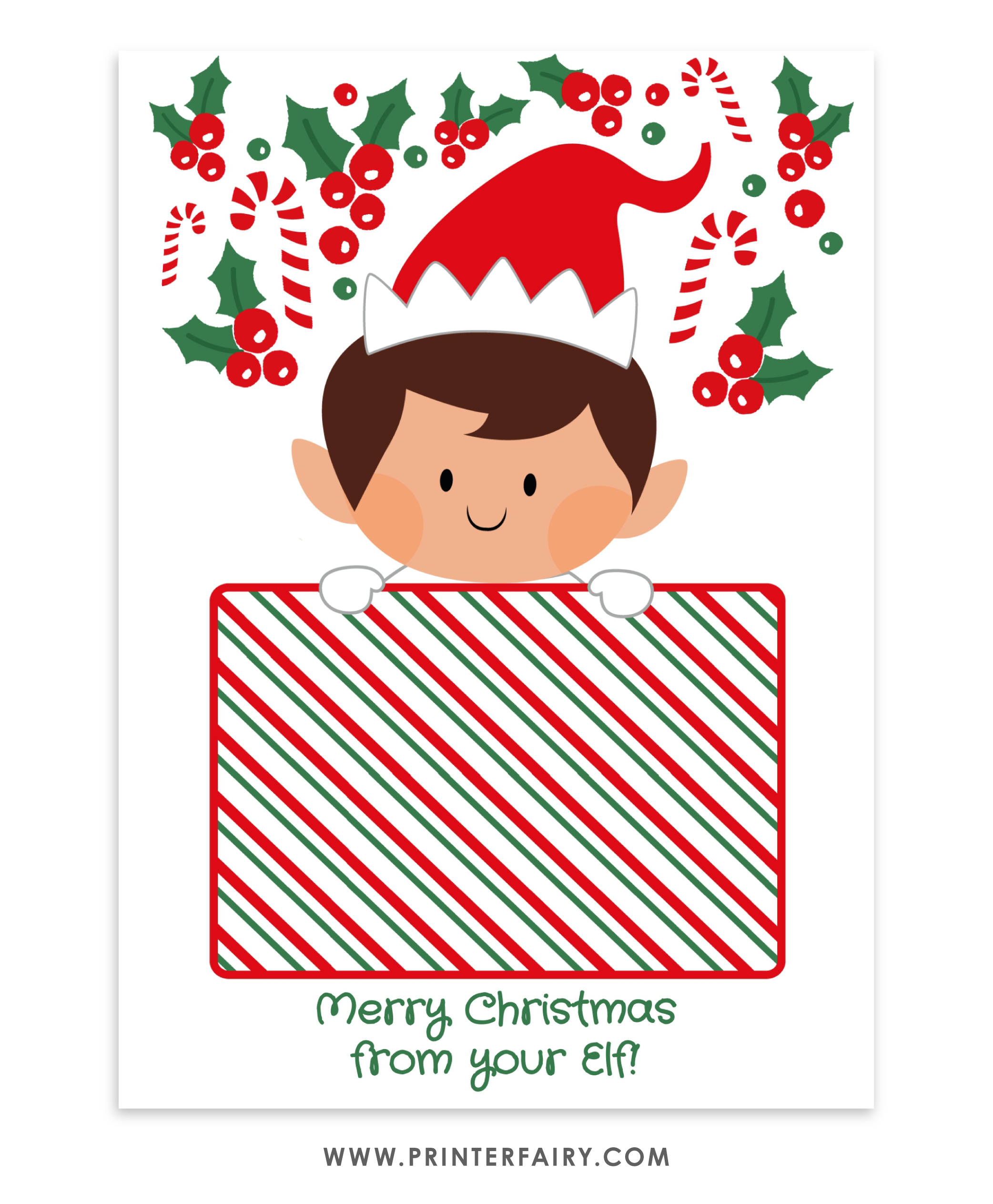 Elf giftcard printable template