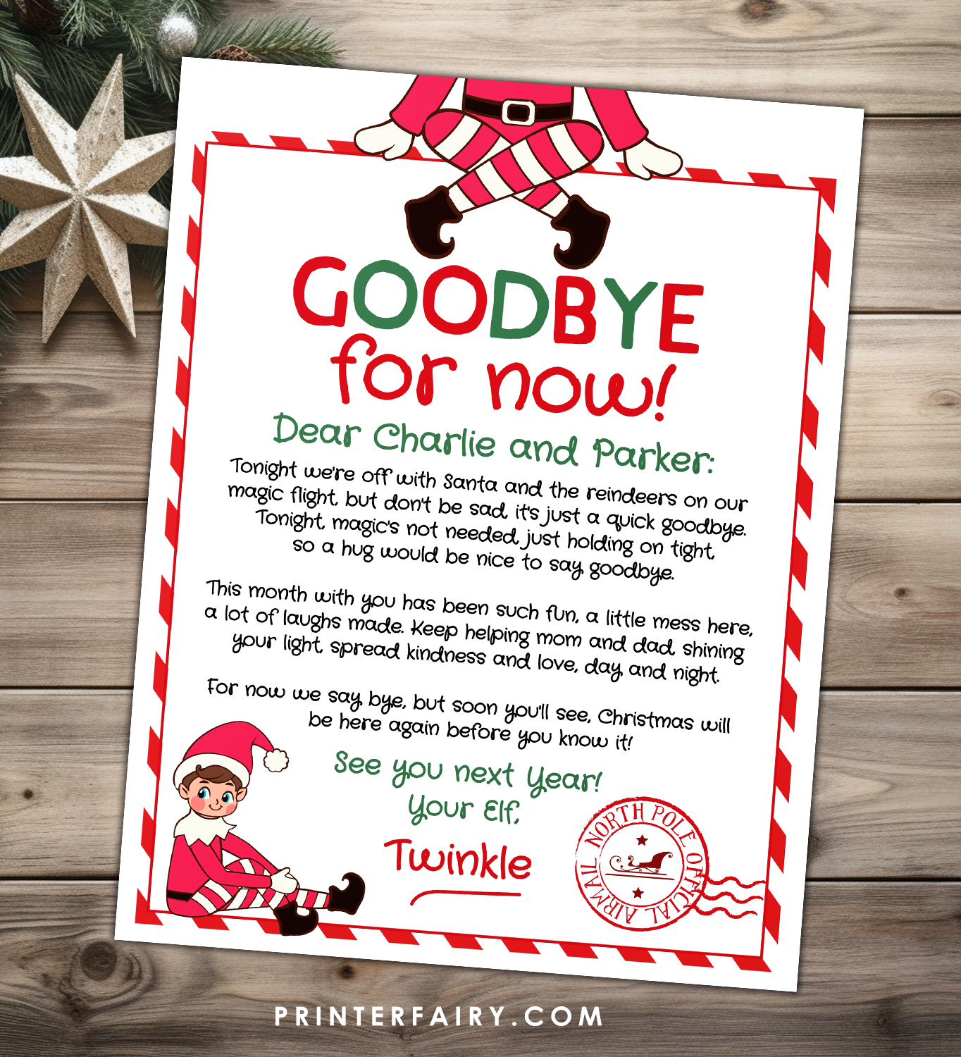 Elf Goodbye for Now Letter