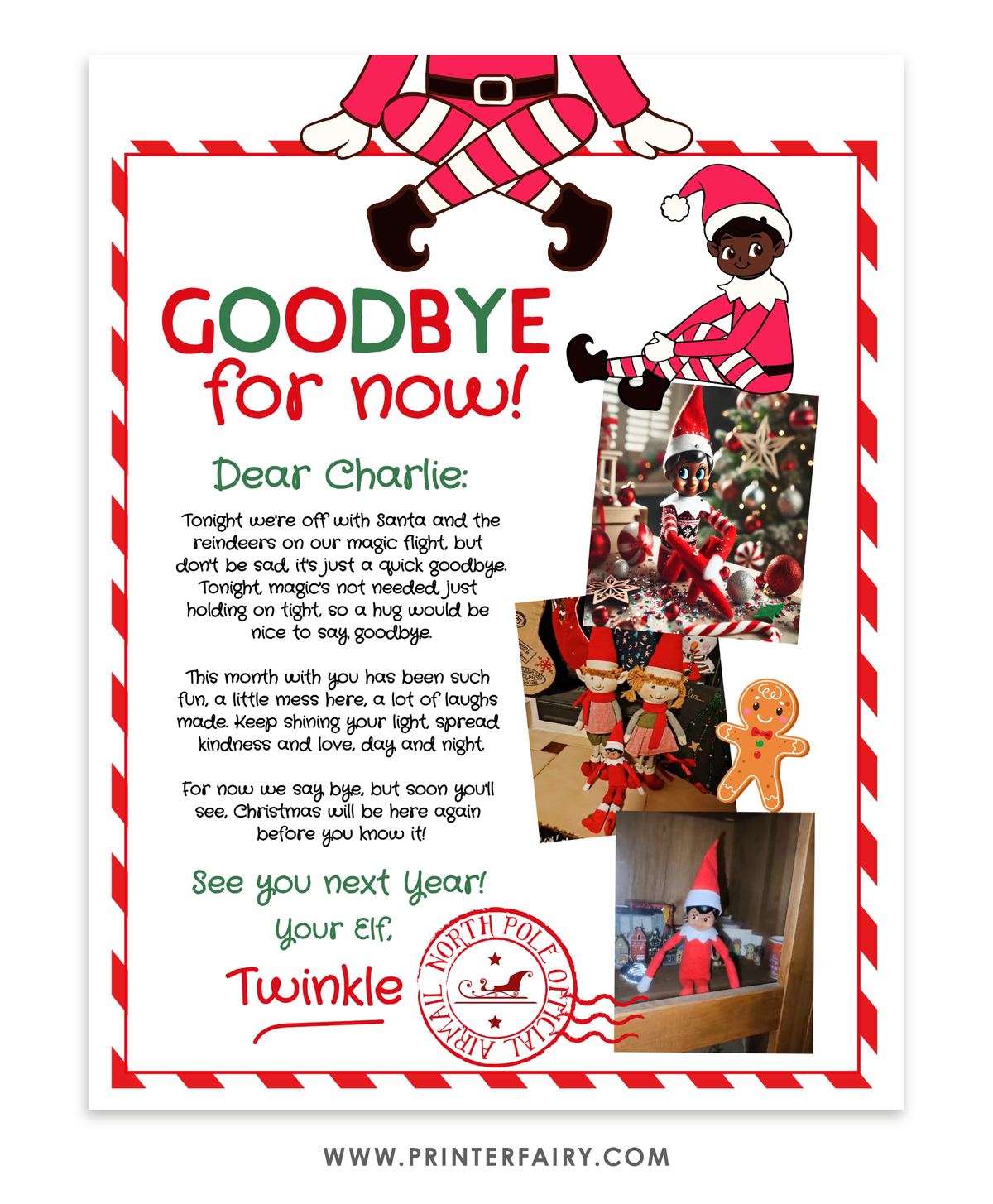 Christmas Elf Goodbye Letter with Photos