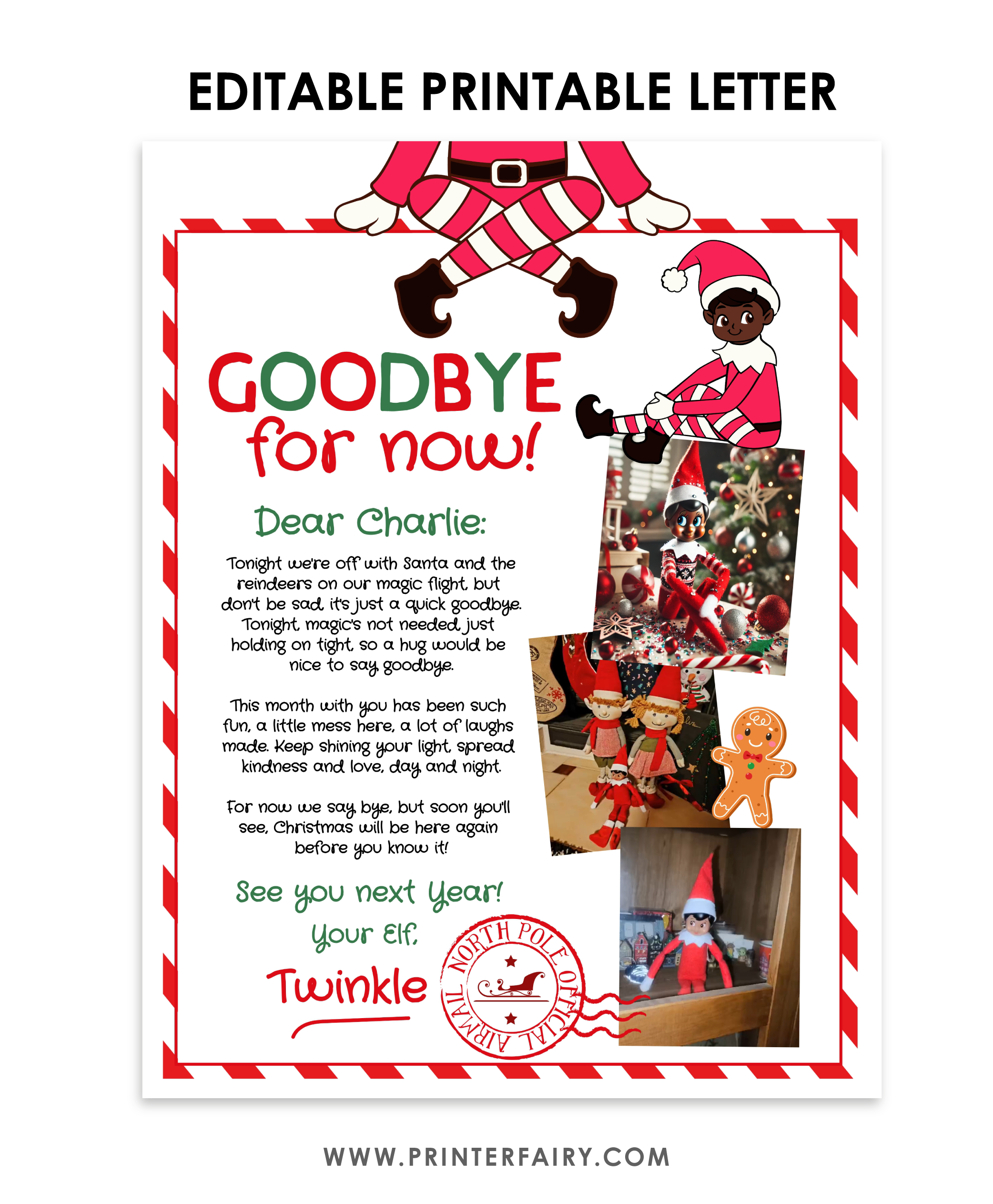 Christmas Elf Goodbye Letter with Photos