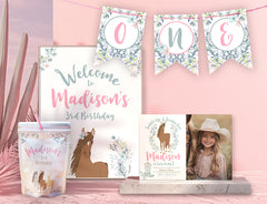 Floral Horse Birthday Party Welcome Sign