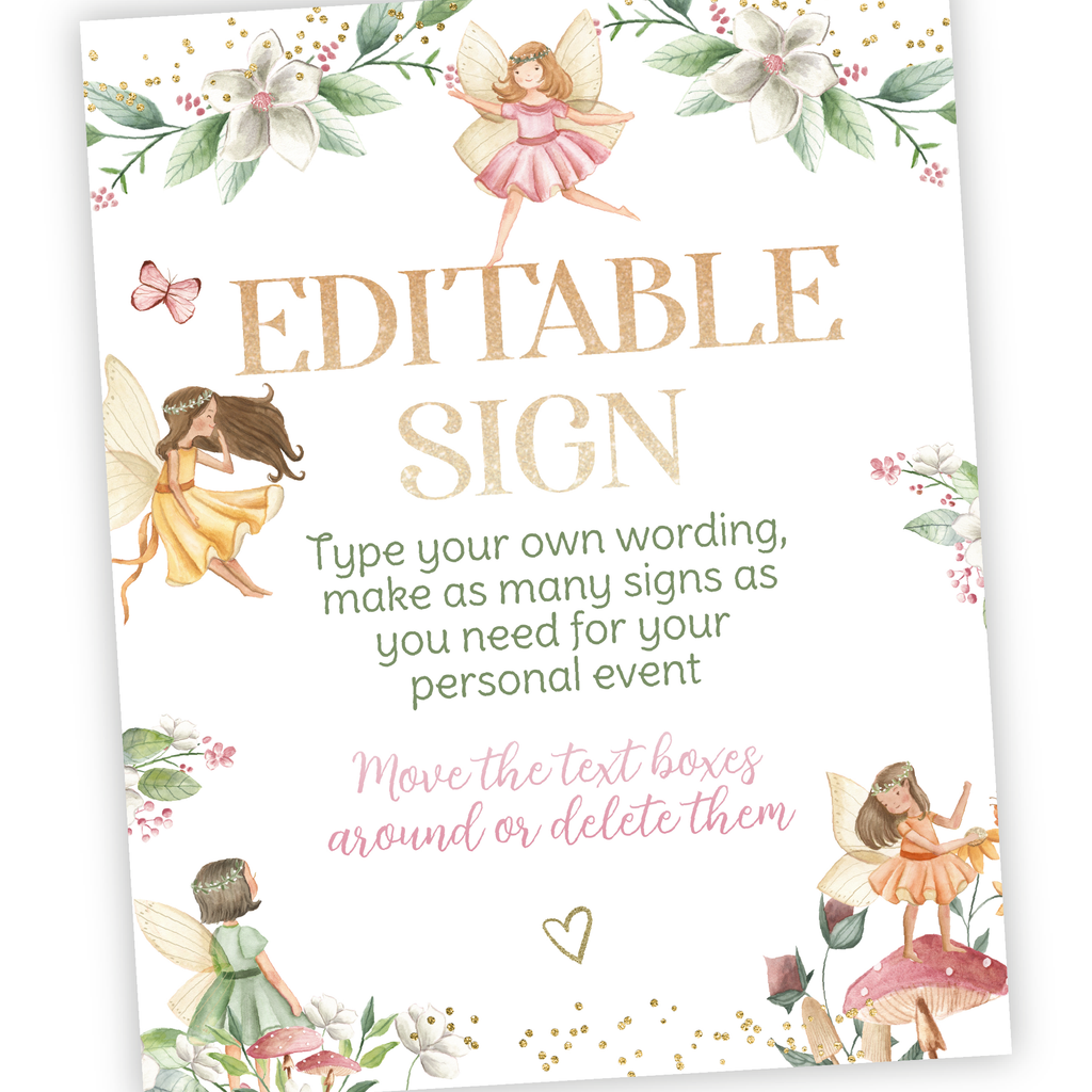 Fairytale Partea Editable Sign – PrinterFairy
