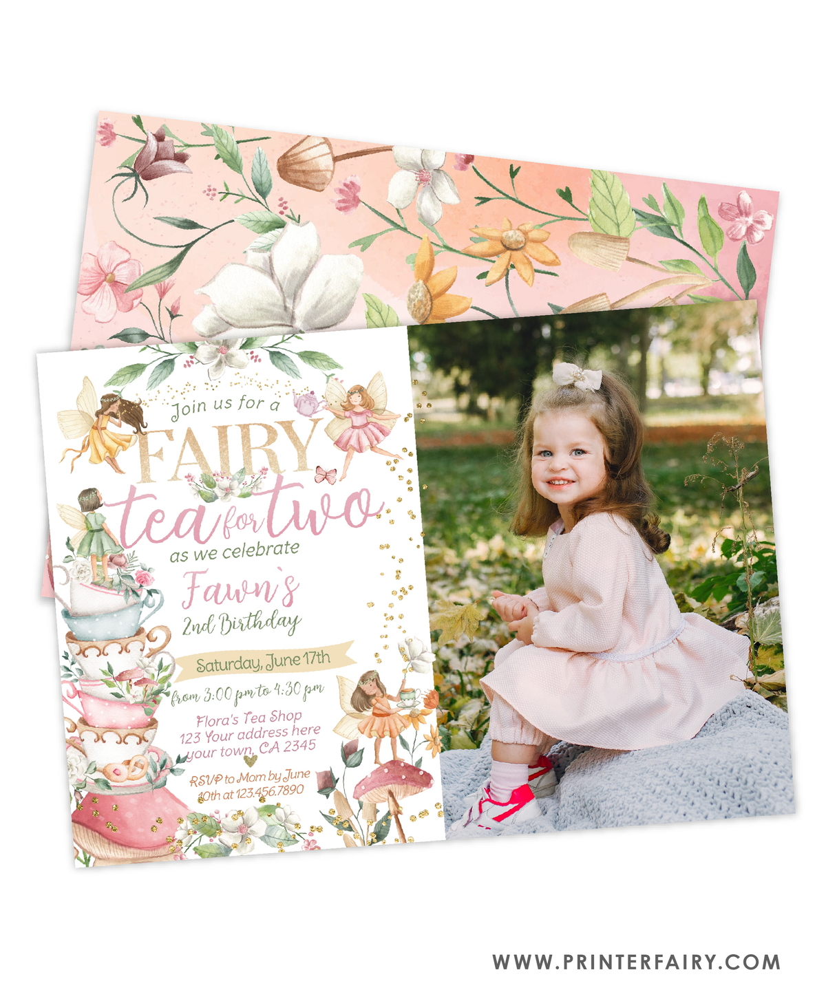 Fairytale Tea For Two Invitation with Photo
