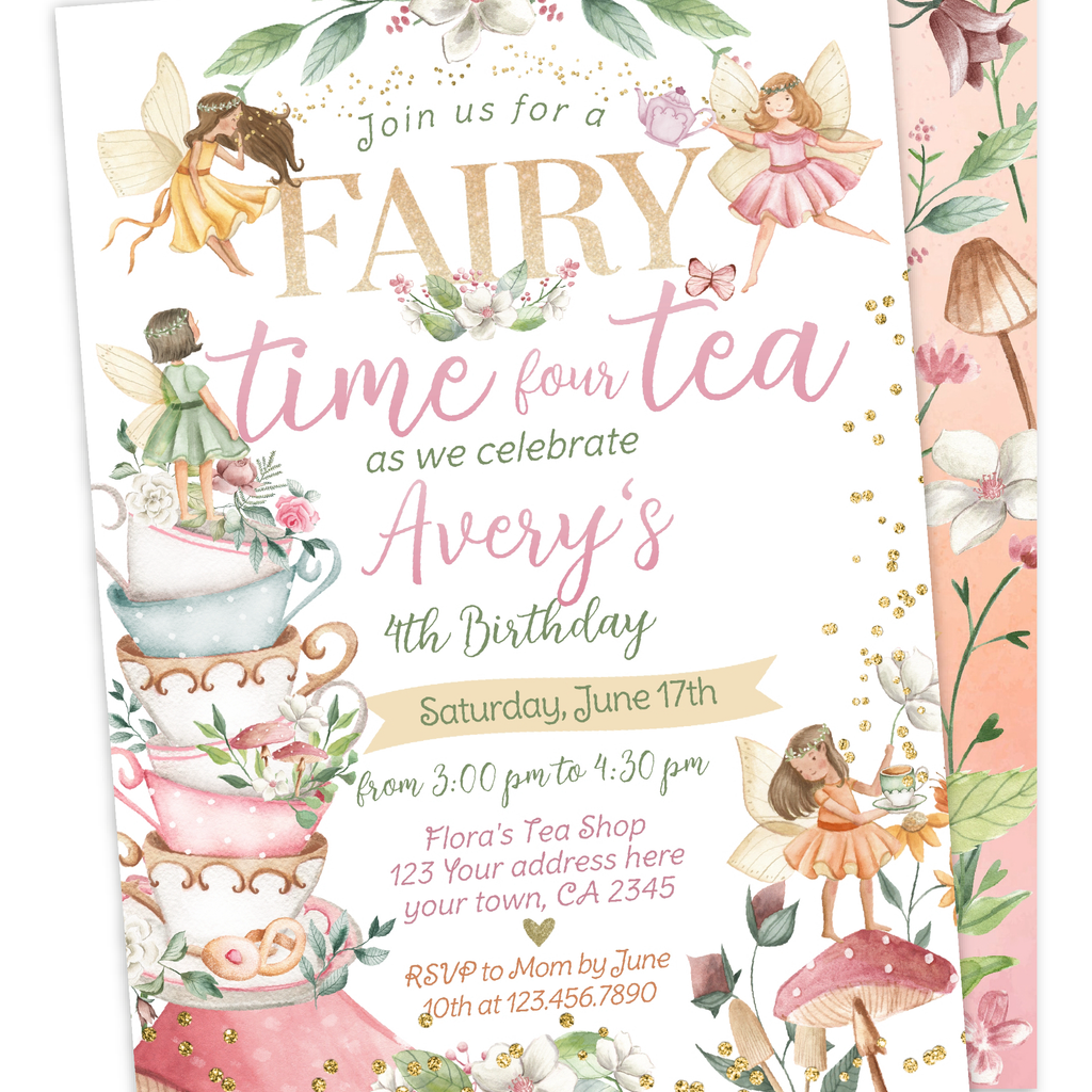 Fairytale Partea Fourth Birthday Invitation – PrinterFairy