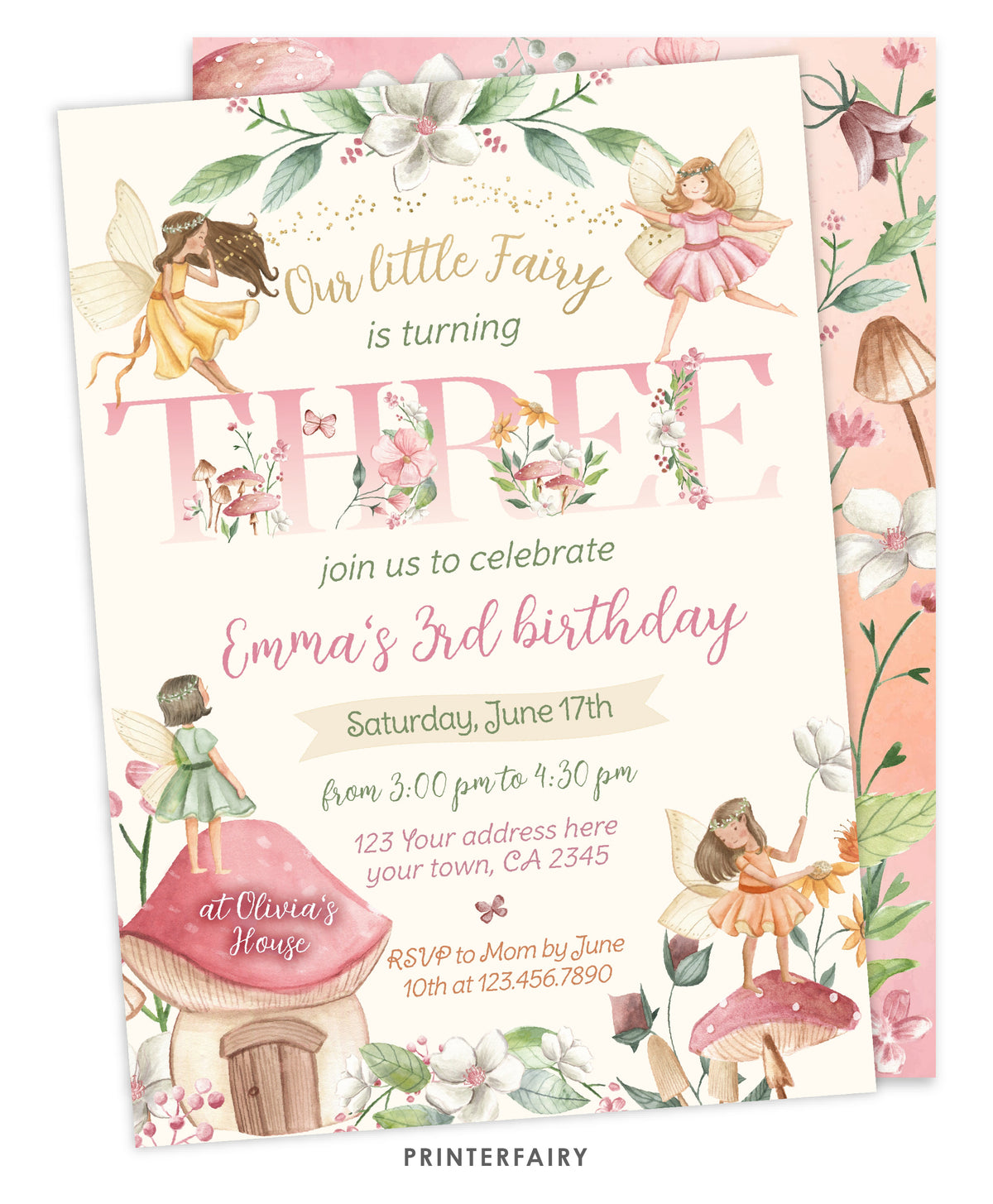 Fairytale Third Birthday Invitation