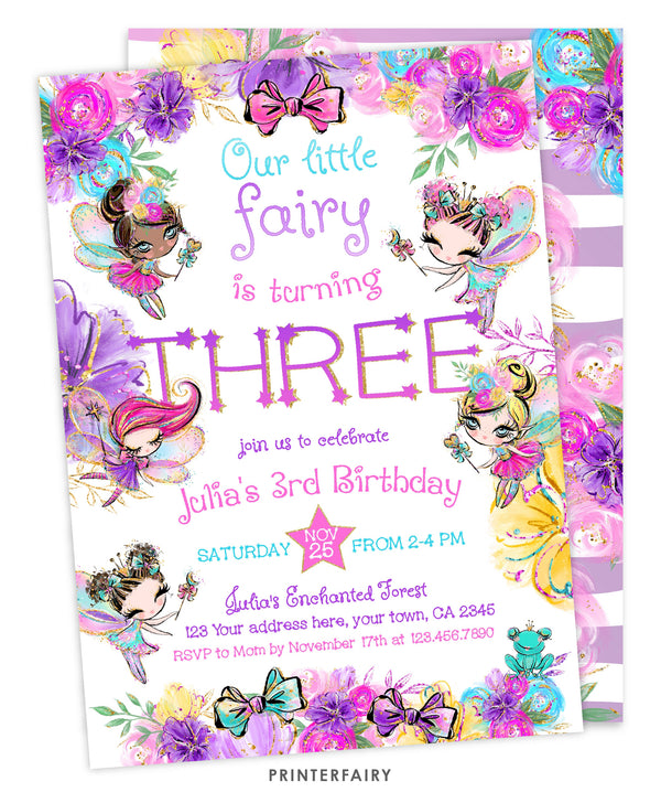 Fairy Third Birthday Party Invitation