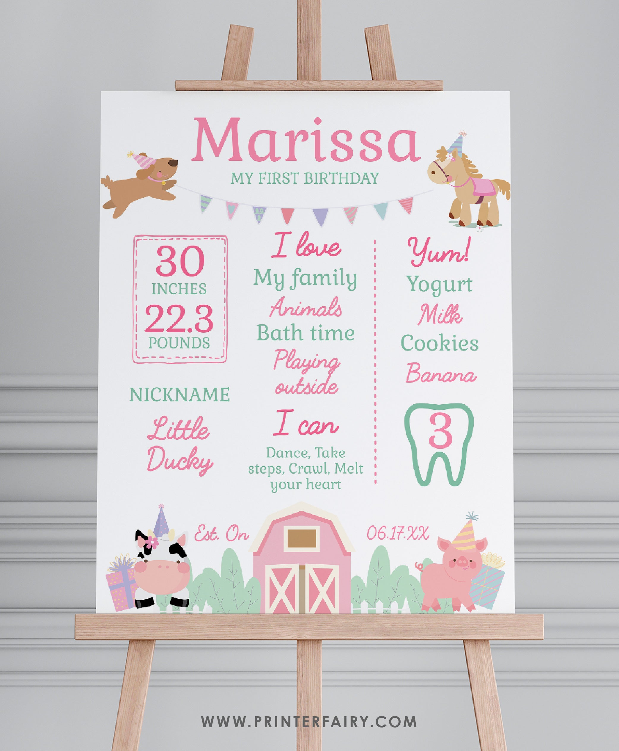 Farm First Birthday Board