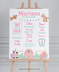 Farm First Birthday Board