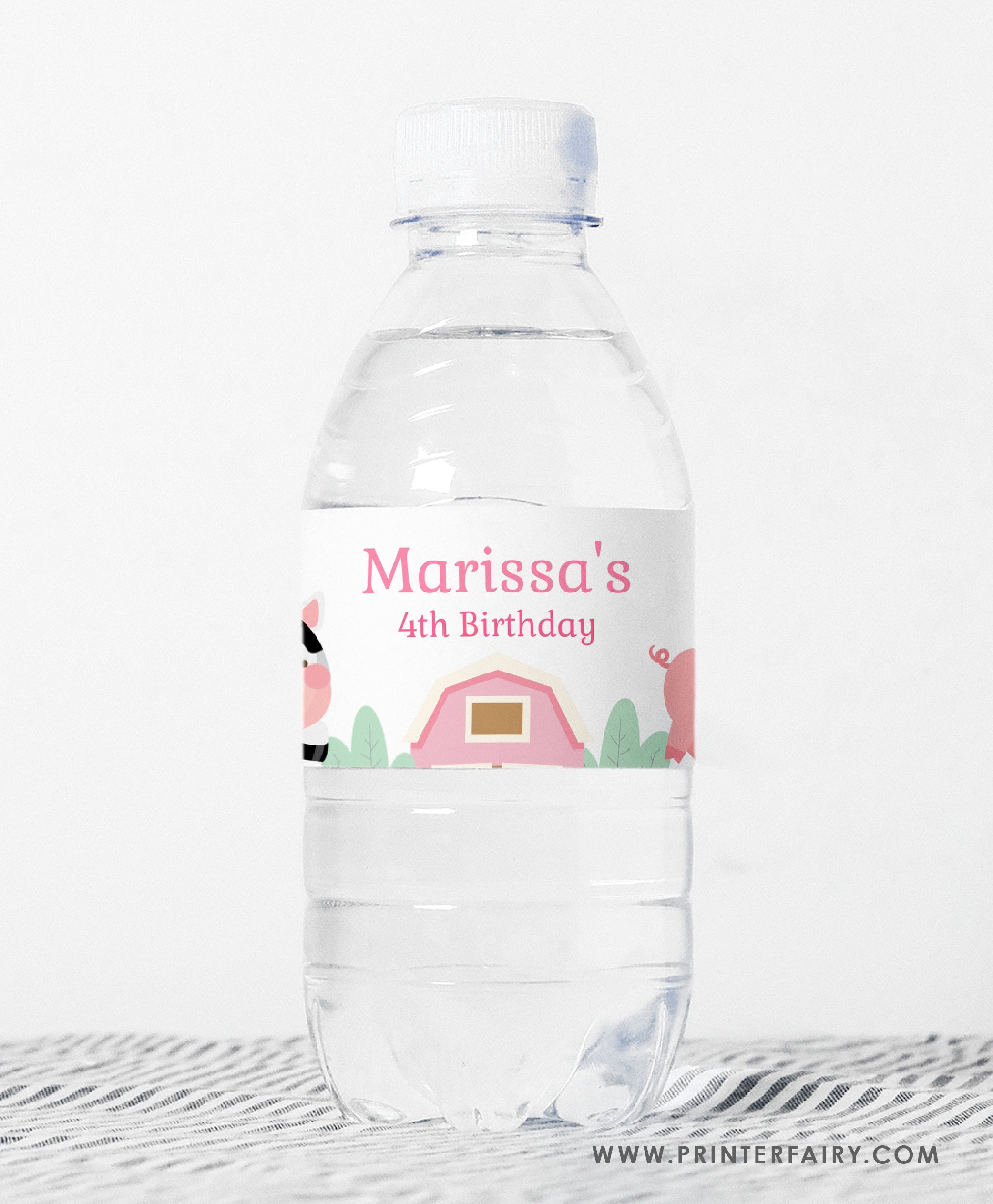 Farm Birthday Party Water Bottle Label