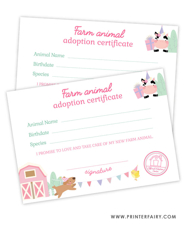 Farm Animals Adoption Pack