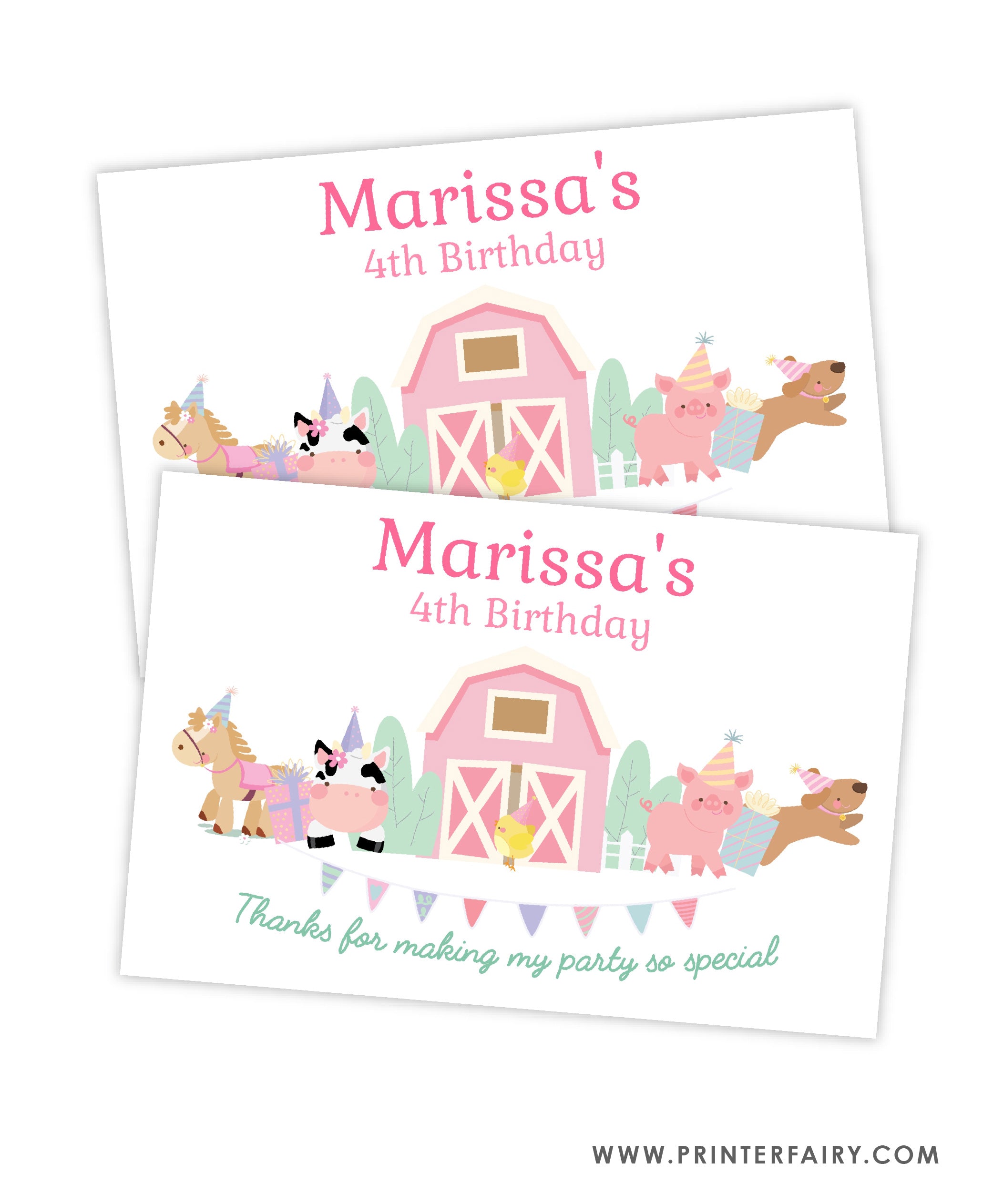 Farm Birthday Party Gable Box Label