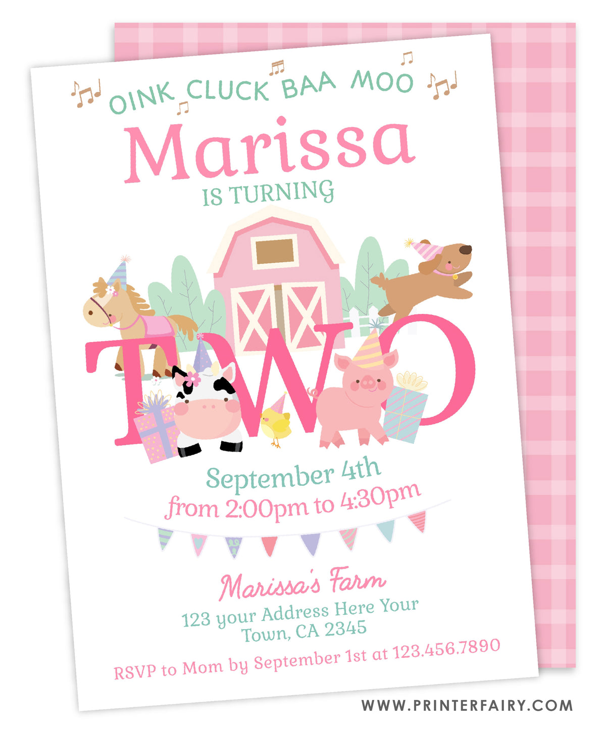 Farm Second Birthday Invitation