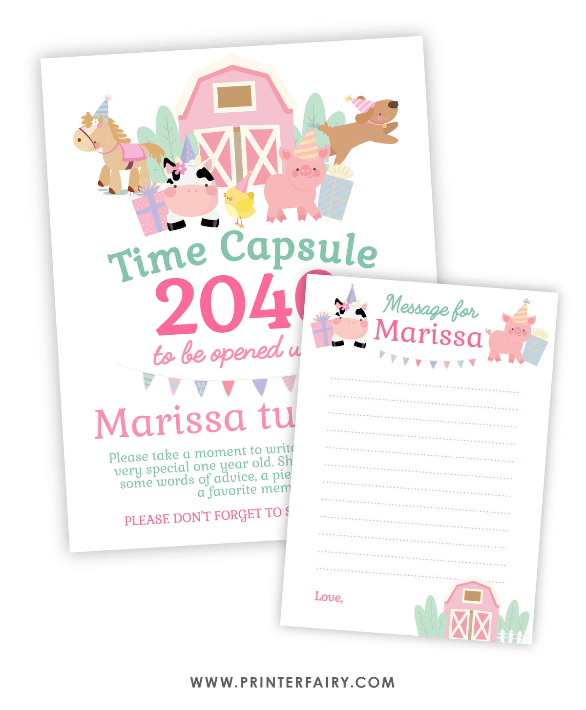 Farm Birthday Party Time Capsule
