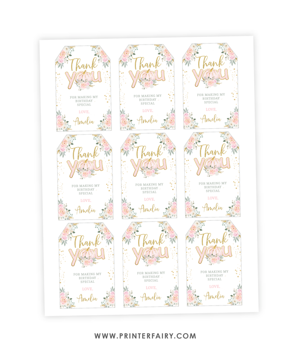 Little Pumpkin Floral Favor Tags