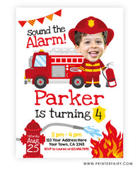 Firefighter Birthday Party Invitation with Photo