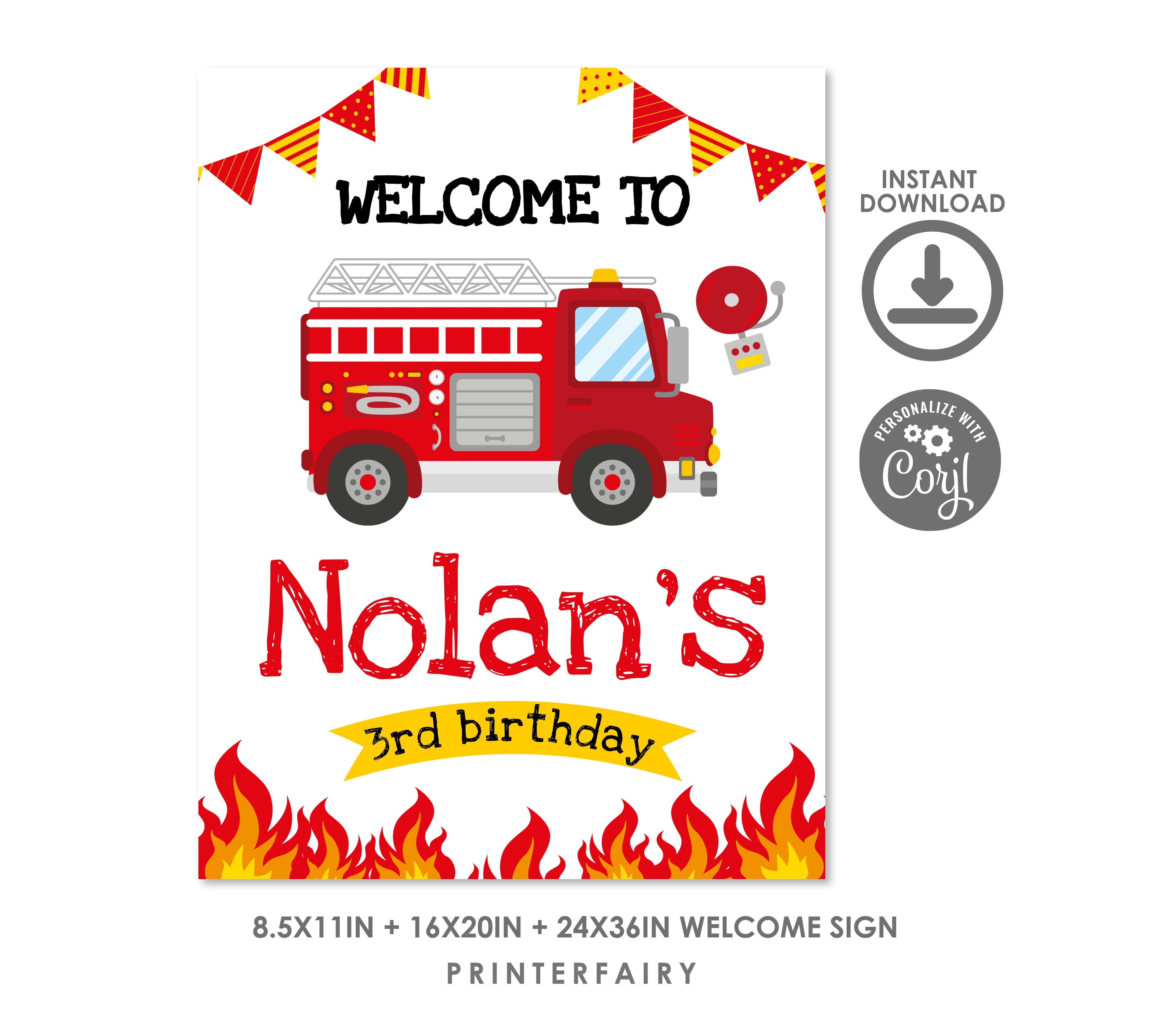 Firefighter Party Welcome Sign