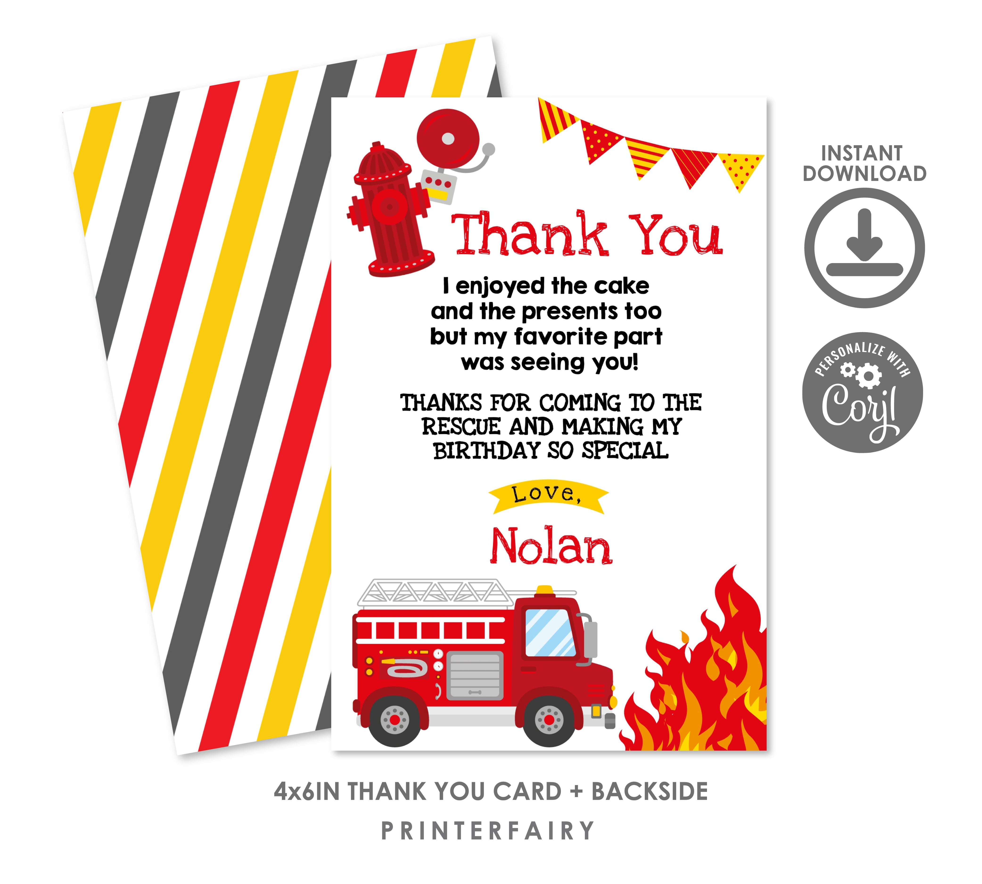 Firefighter Thank You Card