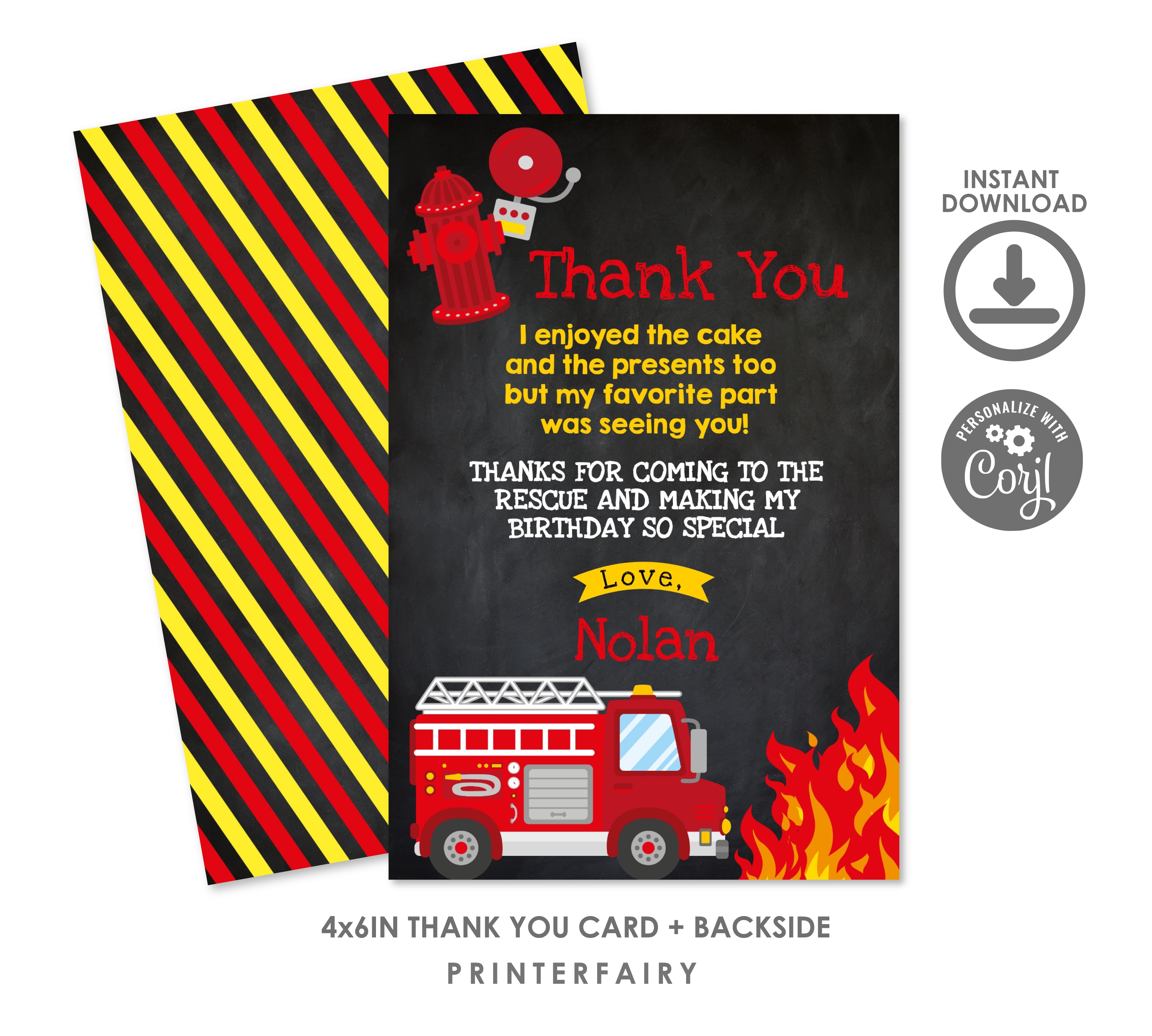 Firefighter Thank You Card