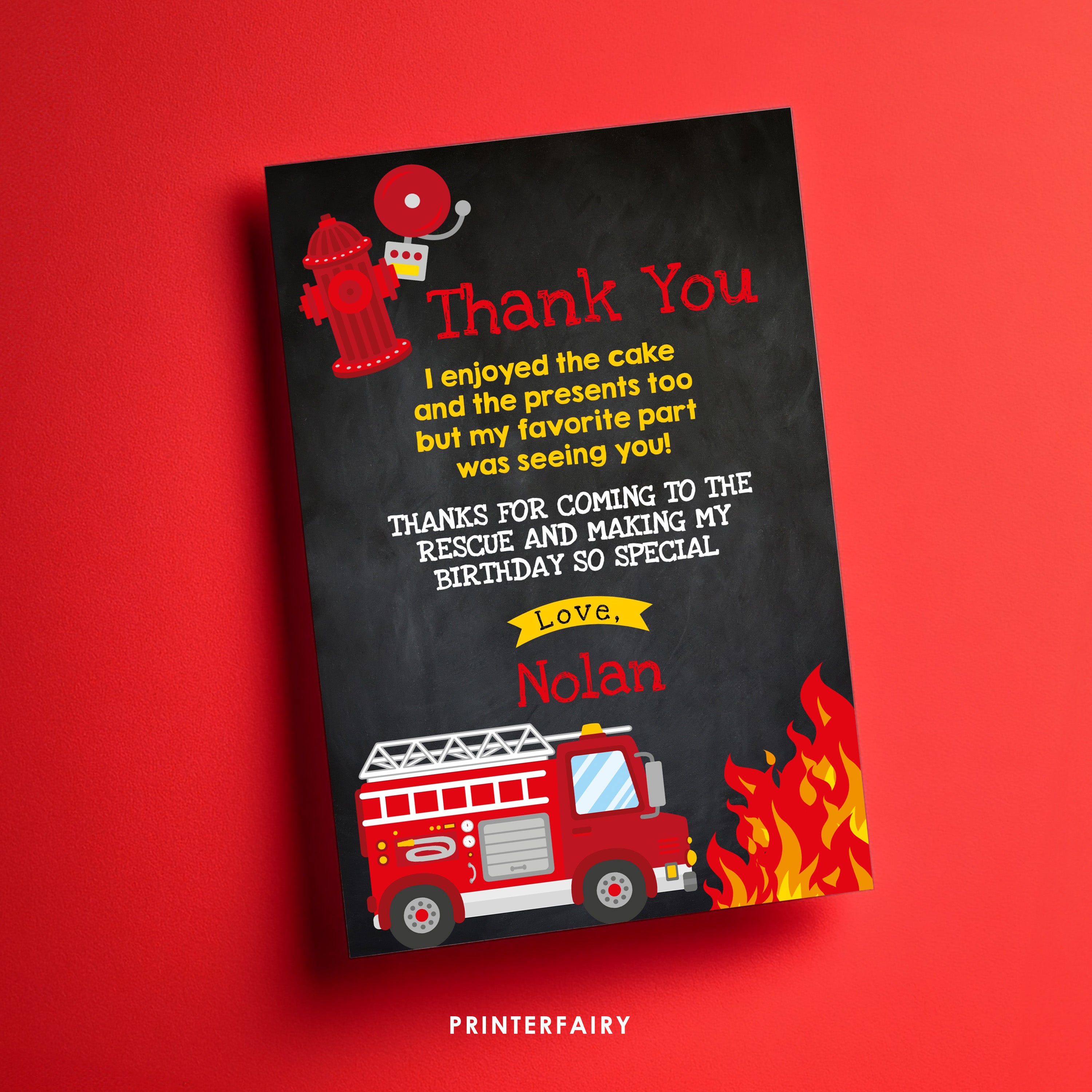 Firefighter Thank You Card