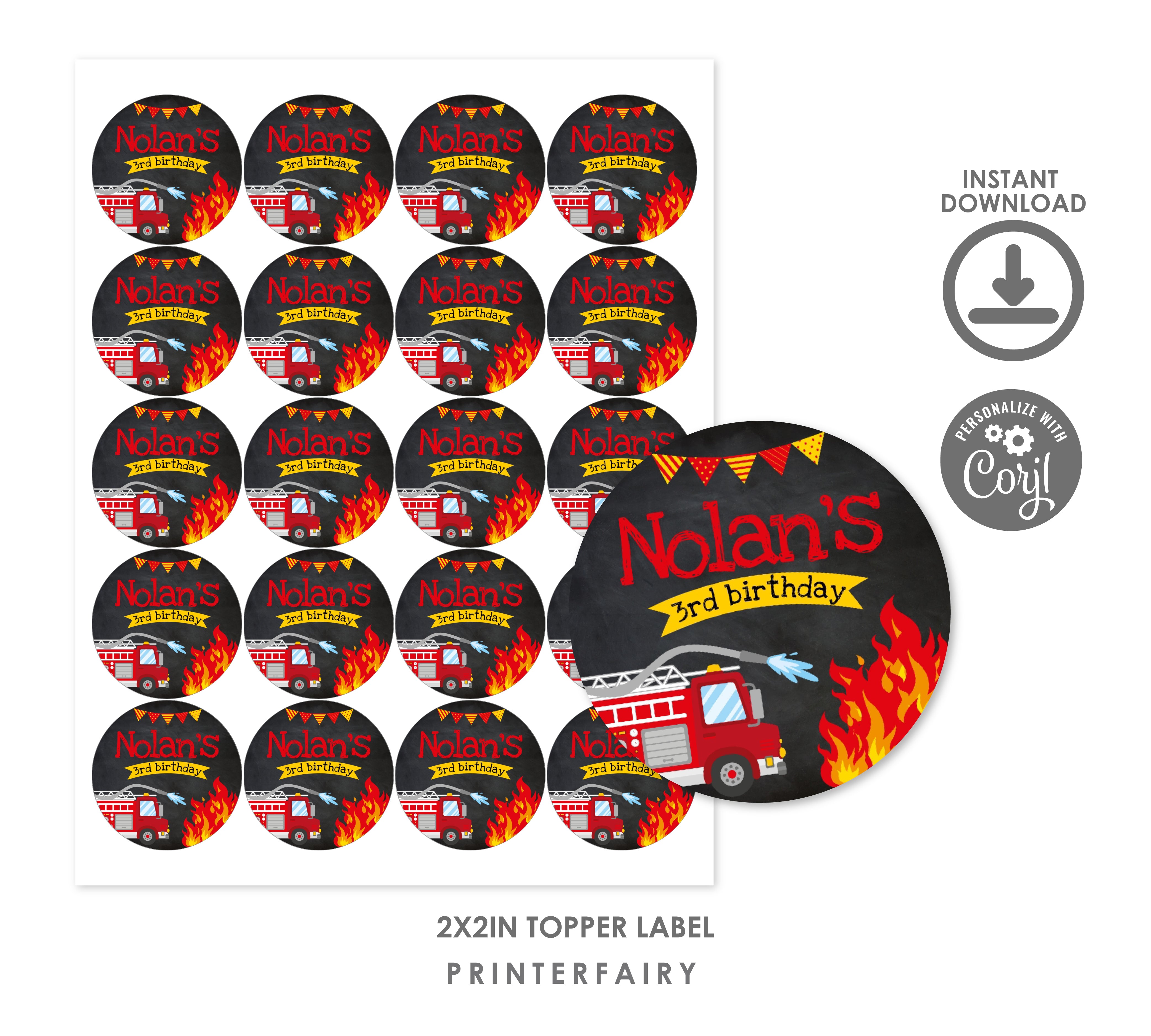 Firefighter Editable Toppers