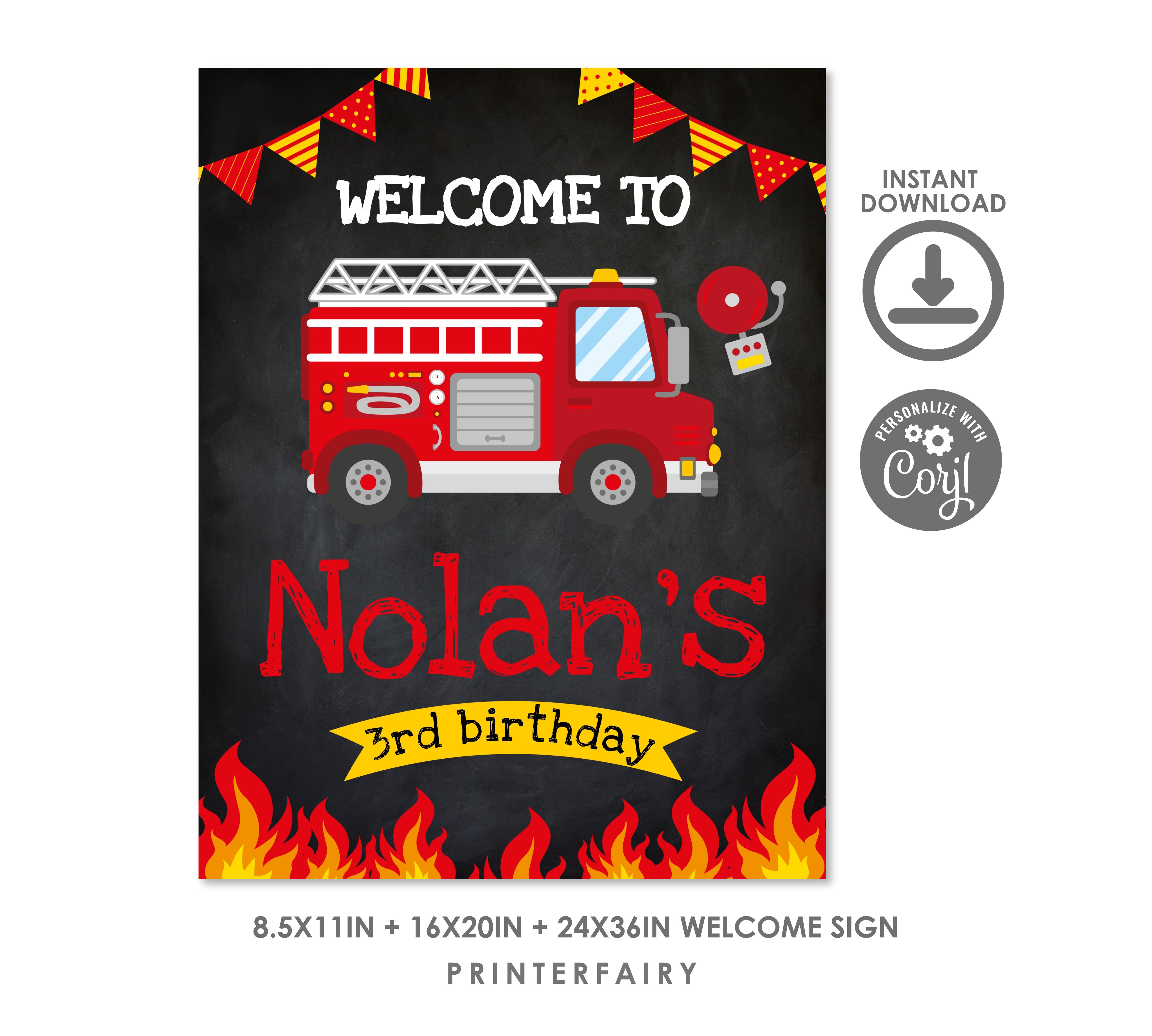 Firefighter Party Welcome Sign