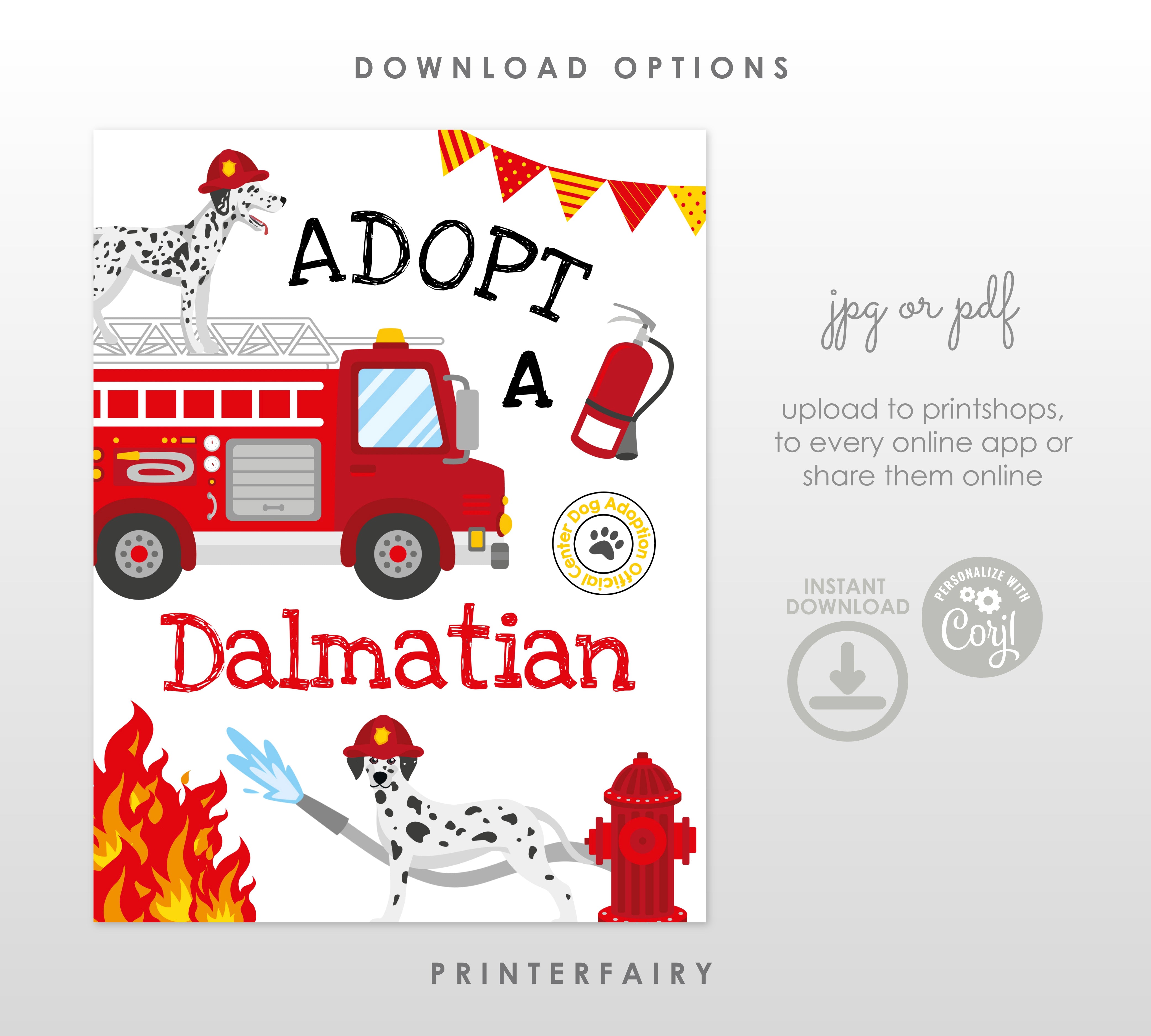 Adopt a Dalmatian Sign and Certificate