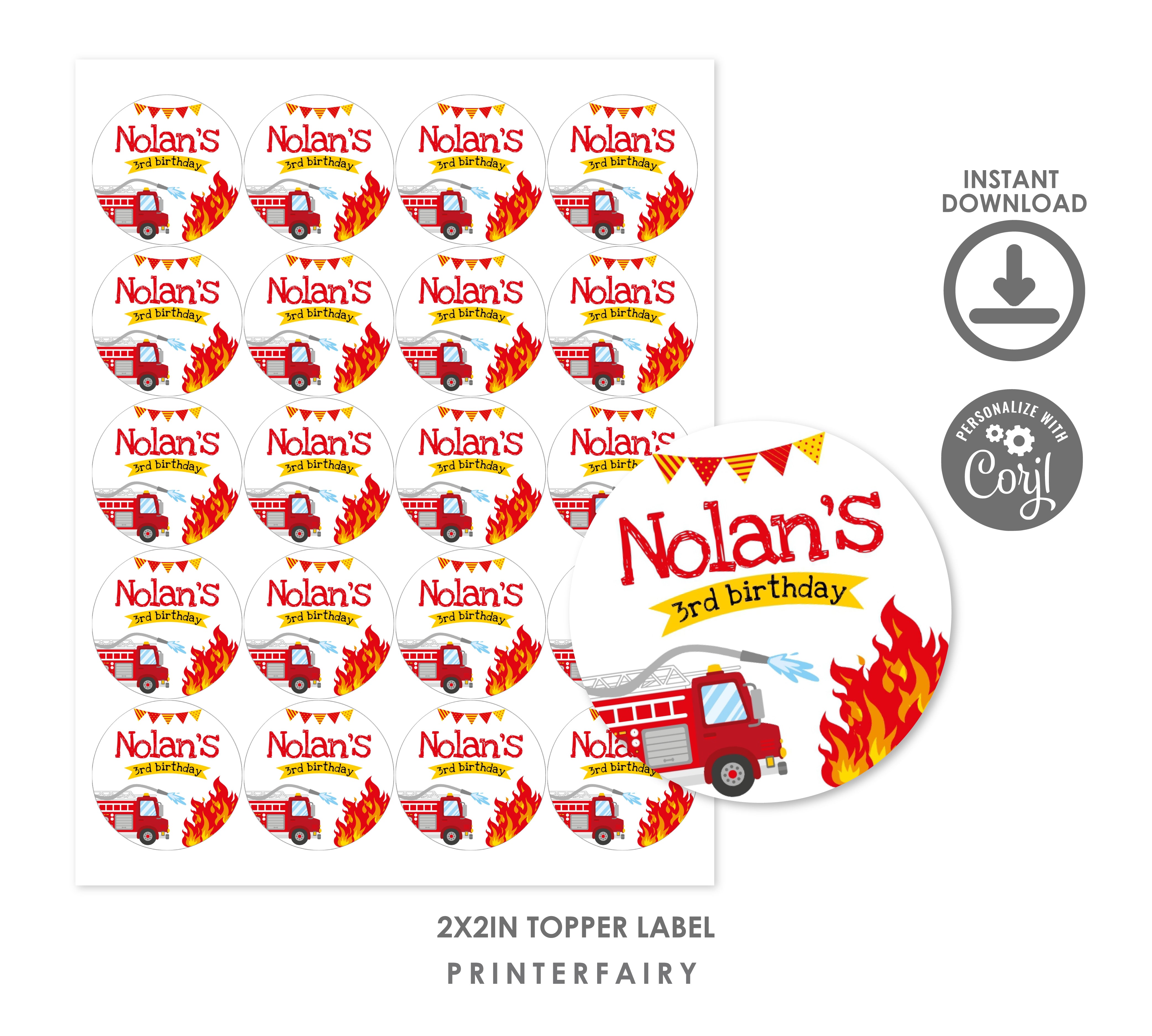 Firefighter Editable Toppers