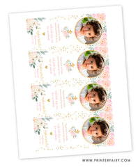 Floral Princess Baptism Bookmark