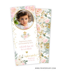 Floral Princess Baptism Bookmark