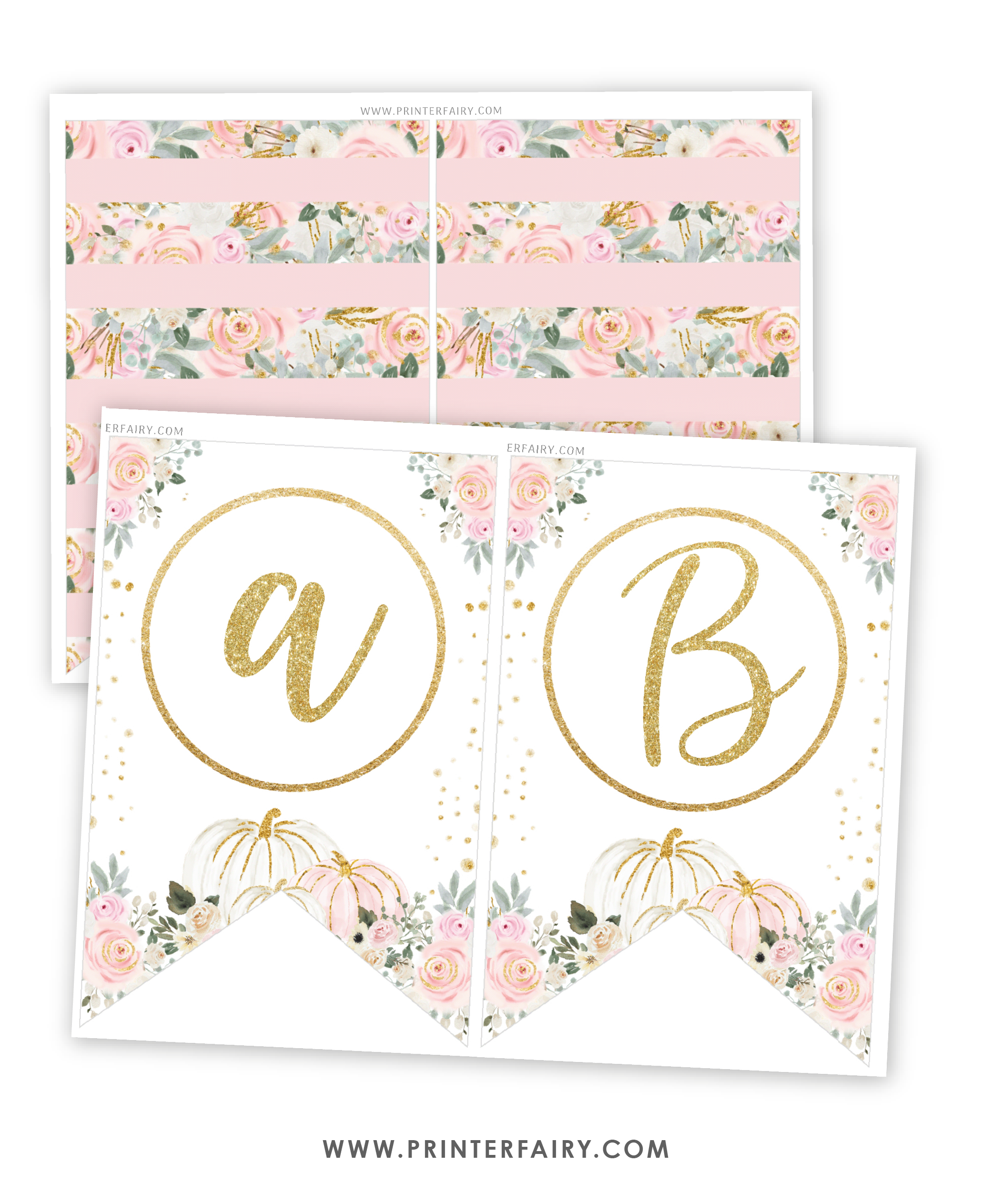 Floral Pumpkin Birthday Banner