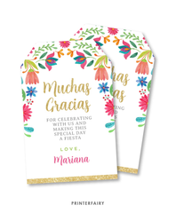 Mexican Flowers Favor Tags