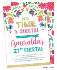 Mexican Flowers Adult Fiesta Invitation