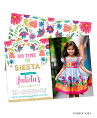 Mexican Flowers Fiesta Invitation with Photo