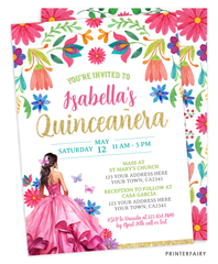 Mexican Flowers Quinceañera Invitation