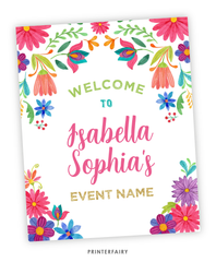 Mexican Flowers Welcome Sign