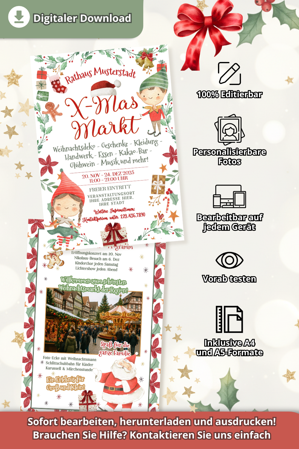 Digitale Flyer Vorlage Weihnachtsmarkt