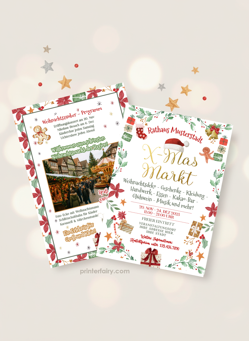 Digitale Flyer Vorlage Weihnachtsmarkt