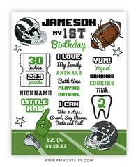 Football First Birthday Board