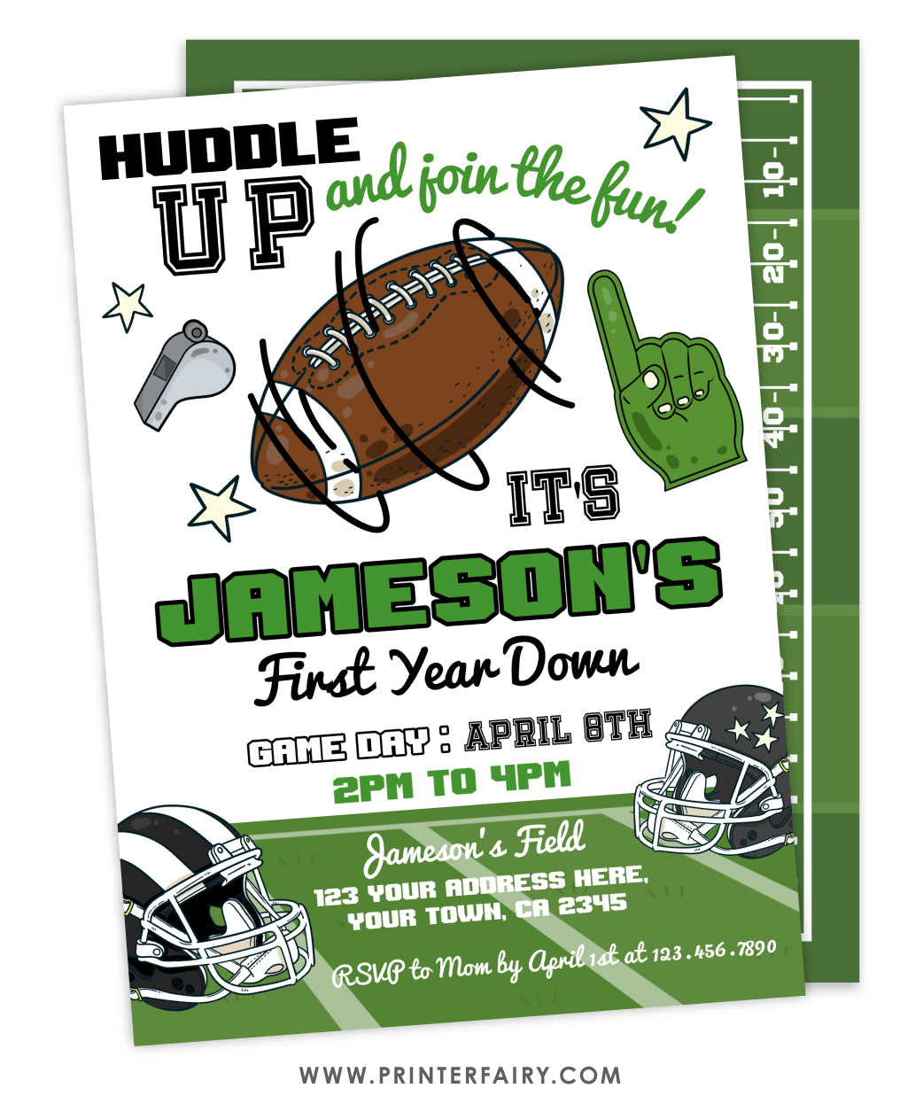 Football First Birthday Invitation